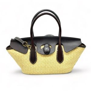 Polo Ralph Lauren Leather Trim Woven Tote - Boho | Chic | Natural Materials